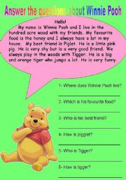 Reading comprehension about Winnie Pooh