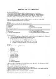 English Worksheet: FRIENDS AND RELATIONSHIPS