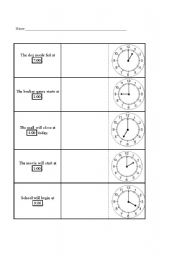 English worksheet: Telling Time Worksheet 2