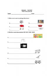 English worksheet: demostratives and use a ,an,or some