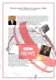 English Worksheet: BBC News Video: Brown meets Obama