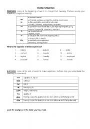 English worksheet: word formation