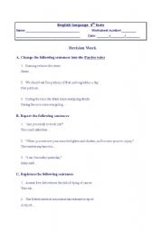 English worksheet: Revision work