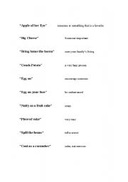 English worksheet: Food Idioms