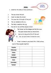 English worksheet: Find the verb!