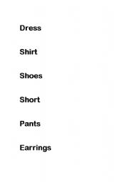 English worksheet: clothes items