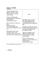 English worksheet: Idioms Song and activity