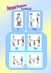 English Worksheet: Personal (subject) Pronouns - Classroom poster or flashcards