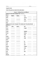 English worksheet: Irregular verb chart