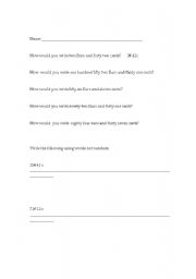 English Worksheet: Euro writing with numbers and words