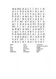 English Worksheet: furniture wordsearch