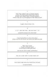 English Worksheet: tong twisters