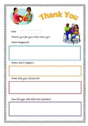 English worksheet: A Thank You Template