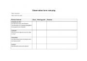 English worksheet: Observation form