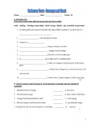 English worksheet: Heat Test Worksheet