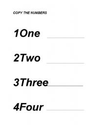 English worksheet: COPY THE NUMBERS