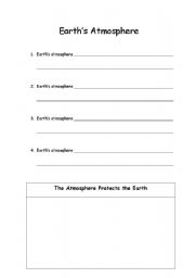 English Worksheet: Earths Atmosphere