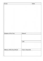 English Worksheet: Daily Report Form