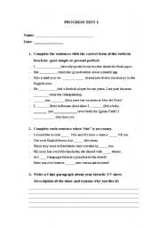 English worksheet: progress test