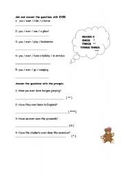 English worksheet: PRESENT PERFECT -EVER