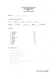 English worksheet: review activities