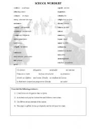 English worksheet: school wordlist