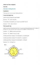 English Worksheet: What time is it?