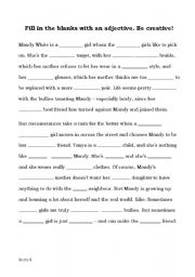 English Worksheet: adjective gap fill