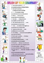 English Worksheet: BRUSHING UP YOUR GRAMMAR N 1 MULTIPLE CHOICE+MATCHING (KEY INCLUDED)