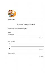 English worksheet: Paragraph Writing