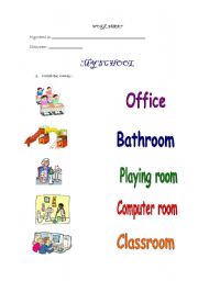 English worksheet: school parts