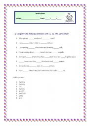 English worksheet: Articles