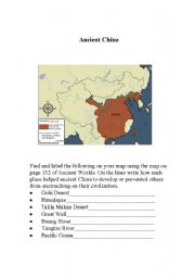English worksheet: Ancient China map