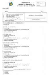 English worksheet: Test for 8 grade