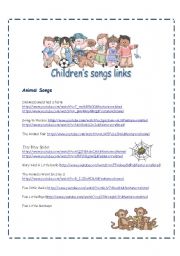 Childrens Songs Video Links