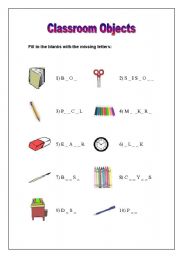 English worksheets: Classroom Objects worksheet