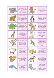 Animal Description Dominoes ( 32 CARDS ! + EXTRA RULES - 4 pages ) - A1-2 level