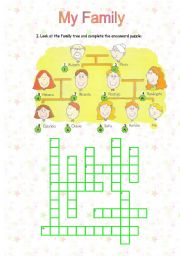 family crossword crosswords worksheets kids english