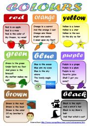 COLOURS! - CLASSROOM POSTER FOR YOUNG LEARNERS
