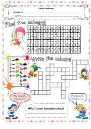 Colours - wordsearch & crosswords