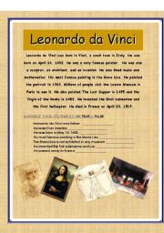 LEONARDO DA VINCI READING (true / false exercise)