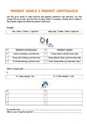 English worksheet: Present simple X Present continuous