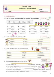 Grammar Formative TEST for Advanced Students