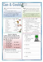 English Worksheet: Can & Could
