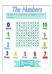 The numbers wordsearch