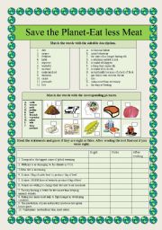 English Worksheet: Save the planet-eat less meat!