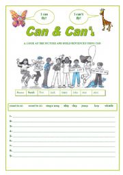 English Worksheet: CAN and CANT