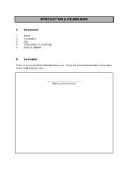 English Worksheet: Ice Breakers