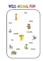 English worksheet: WILD ANIMAL FUN