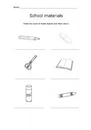 English Worksheet: Vocabulary: school materials